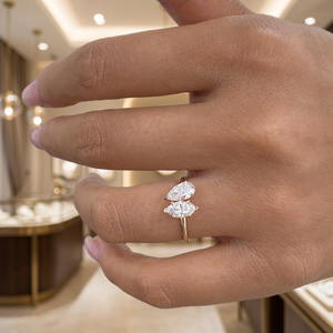 Bague de fiançailles en argent 925 pour femme, diamant de laboratoire, plaqué or 14 carats, blanc/jaune/rose, taille poire/marquise, pour cadeau de mariage ou de fête - Product Image 3