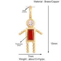 Trendy Love Boy Girl Birthstone Cubic Zirconia Charm Pendant,Real 18K Gold Necklace Bracelet pour DIY Handmade Jewelry Supply S04