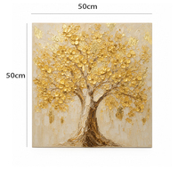 Lukisan Minyak Kanvas Buatan Tangan 50*50cm Bunga Emas Estetika Kecantikan Lukisan Minyak Lukis Tangan untuk Pajangan Dalam Ruangan Rumah