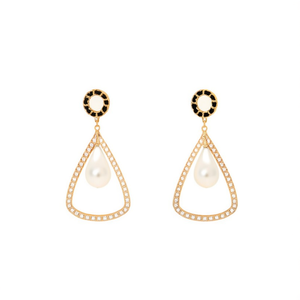 Boucles d'oreilles pendantes tendance en acier inoxydable plaqué or, design goutte d'eau perlée, bijoux élégants pour femmes - Product Image 2