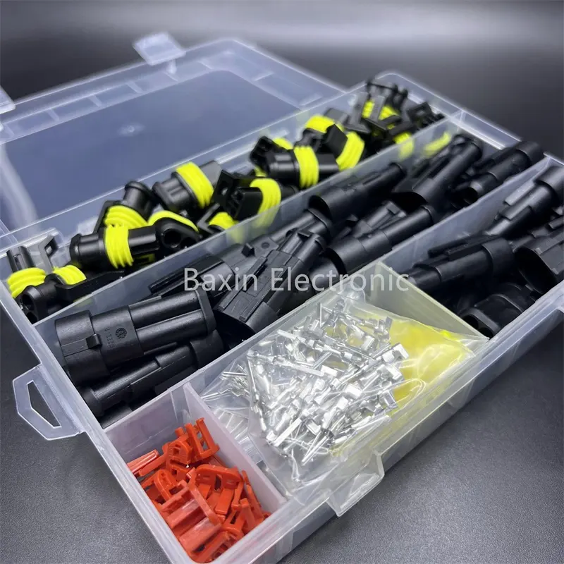 300Pcs 1.5 superseal 2pin sealed Wire Connectors male female Automotive Electrical Connectors Kit for HID
