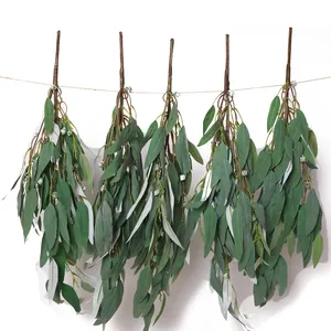 Interior decoration high quality green 20 fruit 56 eucalyptus leaves wall hanging artificial eucalyptus branch