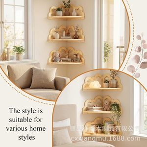 Estante de esquina montado en la pared, color madera natural, estante de almacenamiento de 4 niveles para libros infantiles, uso en guardería - Product Image 3