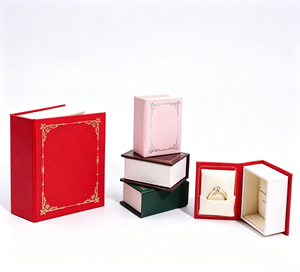 Custom Logo Wholesale Portable Paper <b>Box</b> Luxury Classic Book Style Magnetic Closure Jewelry <b>Box</b> Storage <b>Ring</b> Earring Gift <b>Box</b> - Product Image 1
