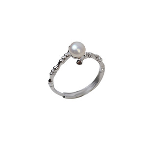 S925 Silver <b>Open</b> <b>Ring</b> for Women Adjustable DIY Pearl 5-6 Accessories Living Mouth Bamboo Knot Simple Jewelry Findings Components - Product Image 5