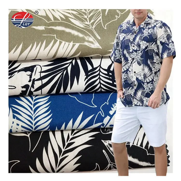 Hot Koop Diverse Kleuren Nieuwe Hawaiiaanse Tropische Materiaal 100% Katoen Geweven Poplin Print Bladeren Shirt Stof Voor Jurk