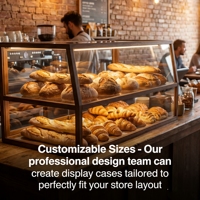 Vitrine de Comptoir Élégante en Verre Trempé et Acier Inoxydable, Design Recyclable pour Cafés