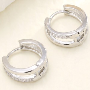 Nuevos Aretes de Aro Minimalistas Chapados en Oro de 18K con Corte Brillante, Modernos y Apilables, con Engaste de Garra, Geométricos, de Latón, para Mujer, con Circonita - Product Image 5