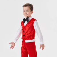 Costume de Cosplay de Père Noël de Luxe pour Enfants, Tenue de Fête de Noël Imprimée pour Performance de Jeu, Type de Salle de Bal