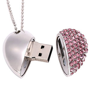 Collar Plata Forma de corazón memorias usb stick Joyería USB flash drive 64GB 32GB 16GB 8GB 4GB pen Jump Drive - Product Image 2