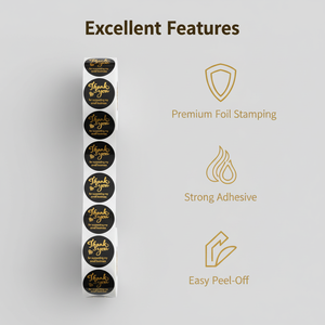 สติกเกอร์โลโก้วงกลมฟอยล์ทองสีสันสดใสแบบกำหนดเองได้ ฉลากบรรจุภัณฑ์แบบม้วน พิมพ์ UV กันน้ำ - Product Image 3