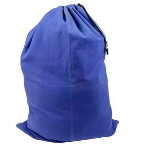 Saco de roupa suja de algodão azul com cordão grande personalizado de 40''