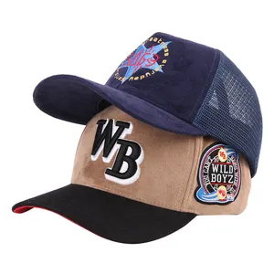 Benutzer definierte 5 Panel Baseball mützen für Mann benutzer definierte Stickerei Logo angepasst Unisex Wildleder Baseball Sport mütze Hüte
