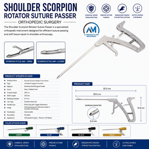 Pinza de Sutura Scorpion de Al Mida Health Care Instruments, Herramienta Quirúrgica Manual Reutilizable para Artroscopia, de Acero Inoxidable - Product Image 6