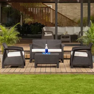 Sala De Jardin Terraza esterno Tipo Ratan 4 Puestos Mq - Product Image 5