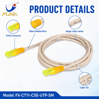 Kabel Patch Cord Ethernet RJ45 UTP Cat5e Bersertifikasi CE untuk Penggunaan Telekomunikasi Panjang 0.5m/1m/2m/5m/Dapat Disesuaikan