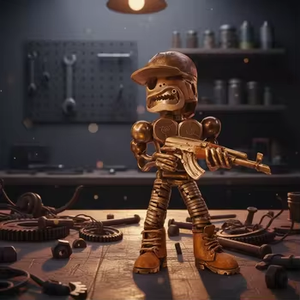 Nouvelle sculpture de guerrier, <span class=keywords><strong>robot</strong></span> tireur d'artillerie, artisanat en résine, peint à la main, sculpture de bureau durable, ornement pour la décoration d'Halloween - Product Image 4