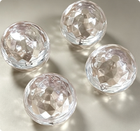 Contenant de Rouge à Lèvres Sphérique Entièrement Transparent en Cristal Haut de Gamme, Pot à Gloss ou Masque Lèvres en ABS avec Couvercle à Vis UV / Maille de Soie
