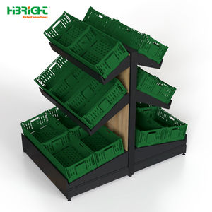 Highbright Popular Vegetable and Fruit Display Rack with <b>Plastic</b> <b>Crates</b> for Supermarket & Grocery Stores - Product Image 3