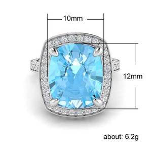 Anello da donna rotondo blu oceano alla moda, stile principessa, semplice, da indossare tutti i giorni, accessorio per la mano - Product Image 5