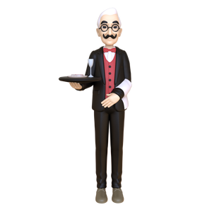 รูปปั้นบริกรเรซินสำหรับผู้สูงอายุรูปปั้นบริกรขนาดเท่าคนสูงอายุที่กำหนดได้เองสำหรับแสดงในร้านอาหารและตกแต่งบ้าน - Product Image 1