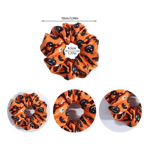 Chouchous tendance Halloween 2026 pour femmes, imprimé citrouille et crâne, élastiques à cheveux, accessoires pour fêtes et célébrations - Product Image 2