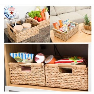 ตะกร้าใส่ผักตบชวาสำหรับใส่ของ,ชุดที่จับไม้02ชิ้น - Product Image 5