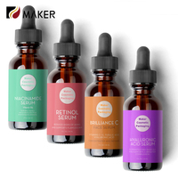 Flacon compte-gouttes en verre ambré givré de 15 ml et 30 ml (1 oz) avec boîte d'emballage pour sérum de soin de la peau et huile essentielle pour bébé, marque distributeur