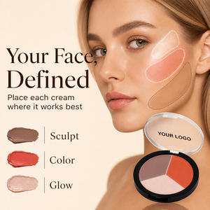Palette de maquillage quotidienne bio OEM ODM : illuminateur, contour, blush pigmenté et repulpeur de lèvres - Product Image 3