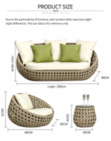 Nordischer Stil Ei-förmiges Garten-Halbrundsofa für Draußen Metallrahmen Garten Outdoor Oval Synthetisches Rattan Stuhl-Sofa-Set