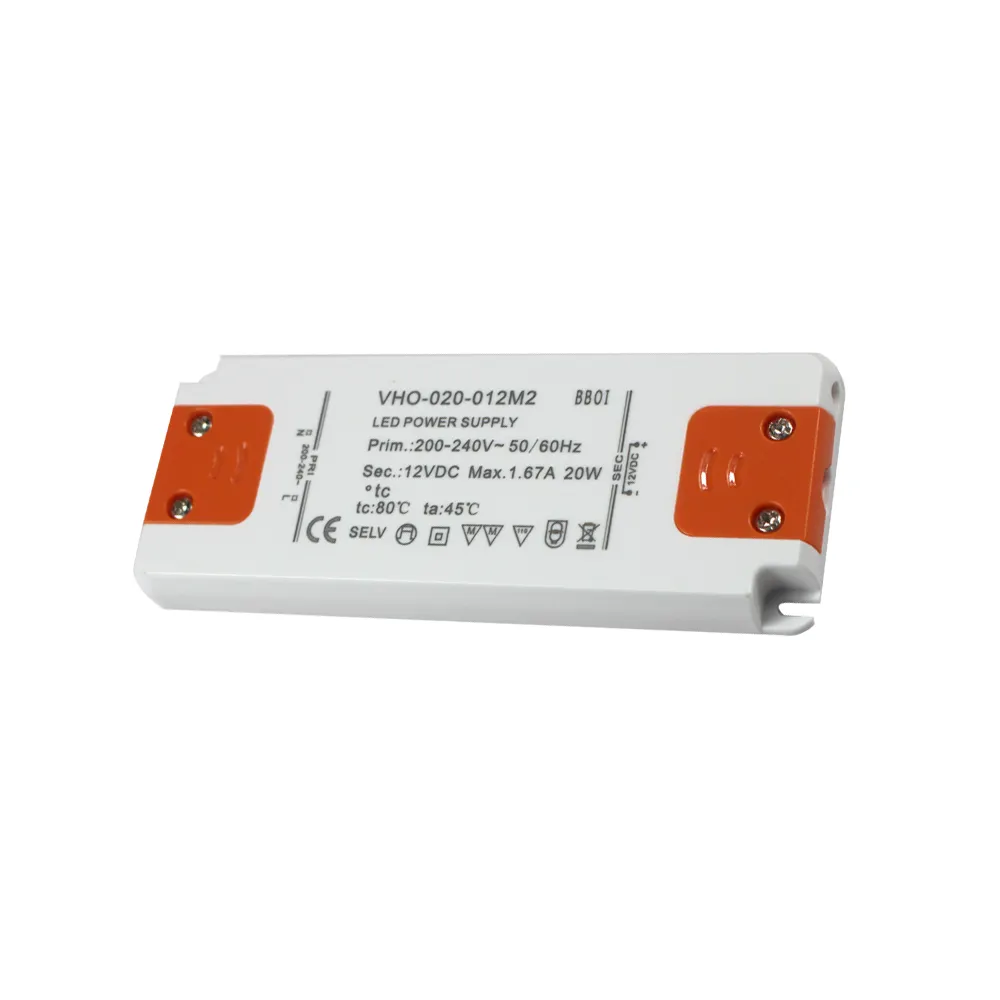 Fuente de alimentación 12V 1,7 AMP 20 vatios SAA CE aprobación AC a DC carcasa de plástico ultra delgada 20 W controlador led