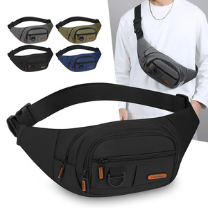 Men's Chest Bag Oxford Cloth Large Capacity Outdoor Sport Waist Pack Crossbody Single Shoulder Fanny Bag Solid Color Gray Black - Product Image 2