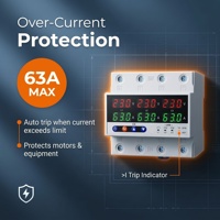 Protector de Energía Inteligente Trifásico CA 63A 50/60Hz con Pantalla Digital, Monitoreo en Tiempo Real, Protector Ajustable, Certificado CE para PC