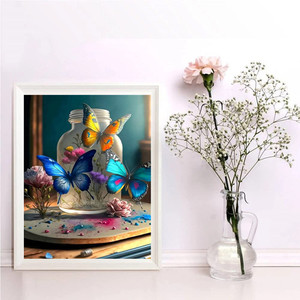 SONGWOOART - Kits de Pintura de Diamantes Modernos y Coloridos con Mosaico de Tela, Paisaje, Botella, Flor y Mariposa, Decoración DIY para el Hogar - Product Image 1