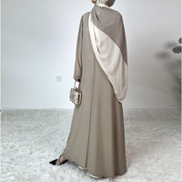 Ensemble Abaya Modeste Nouveau Design pour Femmes Musulmanes, Robe Maxi à Couleurs Contrastées avec Hijab Assorti