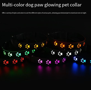 Collier lumineux en nylon pour <span class=keywords><strong>chien</strong></span> avec boucle réglable, motif patte de <span class=keywords><strong>chien</strong></span>, idéal pour les promenades avec un chiot - Product Image 3