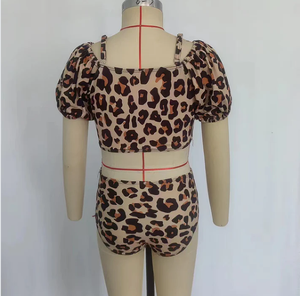 Girls Leopard Animal Print Two-Piece Bikini Set Breathable Nylon/Cotton Kids Summer Beach Swimsuit - Product Image 5