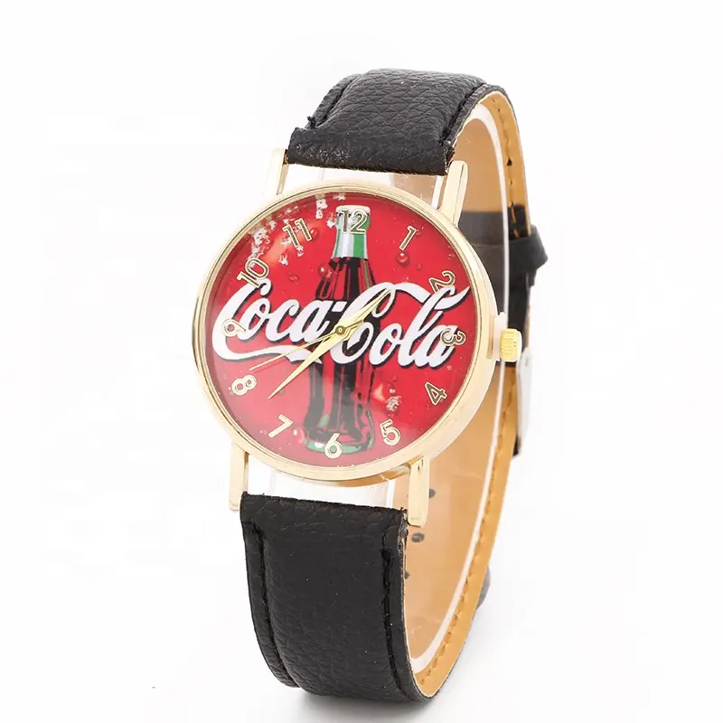 Hot LW238 Promotion Price Couple Gift Watch Leather Cola Dial Casual Wrist Watch For Student