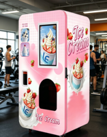 Machine à crème glacée professionnelle 24h/24 et 7j/7, refroidie par air, saveur unique, système de garniture à 6 distributeurs pour la vente autonome
