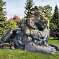Sculpture en métal antique représentant des animaux sauvages, grandes statues de lions en bronze pour l'extérieur, décoration de jardin