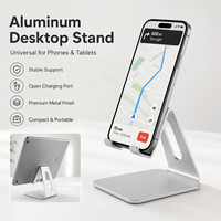 Support de téléphone et tablette réglable en métal pour bureau avec base antidérapante