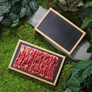 Coucou Beef Hot Pot Same Style <b>Plate</b> - Black <b>Melamine</b> <b>Plate</b> with Bamboo and Wood Base - Coconut Chicken Hot Pot Copper Pot <b>Plate</b> - Product Image 3