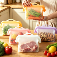 Ecologisch verantwoorde siliconen ziplock zak voor levensmiddelen, grote capaciteit, handzaam, lekvrij, opbergzak voor picknick, gemarineerd voedsel en fruit