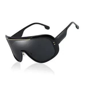 2024 nuova tendenza oversize occhiali da sole paralumi UV400 scudi Punk stile PC nero Full Frame donna donna occhiali da sole alla moda