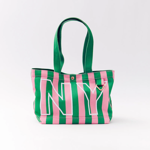 Borsa Tote in Tela a Righe di Alta Qualità Personalizzata <span class=keywords><strong>con</strong></span> <span class=keywords><strong>Iniziali</strong></span> <span class=keywords><strong>Ricamate</strong></span>, Colore Personalizzato e Manico <span class=keywords><strong>con</strong></span> Nastro Logo - Product Image 1