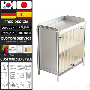Meuble de <span class=keywords><strong>rangement</strong></span> de bureau pour chambre à coucher avec portes, présentoir de maquillage, étagère de <span class=keywords><strong>rangement</strong></span> à 2 niveaux, support à épices en métal anti-poussière, porte-gobelets - Product Image 2
