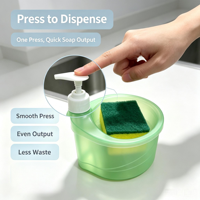 Distributeur de savon de cuisine Yiou à pression 500 ml en PP, étanche, non toxique, écologique, hermétique, pour éponge à vaisselle
