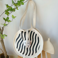 Grand sac fourre-tout en toile de coton de forme ronde, écologique et durable, en tissu lourd de 16oz avec votre logo, toile circulaire personnalisée