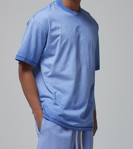 Set T-shirt Oversize e Pantaloncini da Uomo JUVEN in Cotone 100% Traspirante, Stile Vintage Streetwear, Lavaggio Acido, Effetto Sbiadito dal Sole, Taglie Forti - Vendita all'Ingrosso - Product Image 2