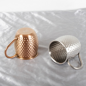 Mug à Moscow Mule en acier inoxydable 304 martelé, avec poignée en laiton plaqué or, pour boissons froides, cocktails, <span class=keywords><strong>bière</strong></span>, bar, fête - Product Image 3